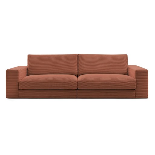 Canapea teracotă cu tapițerie din catifea reiată 274 cm Leonard – Bobochic Paris