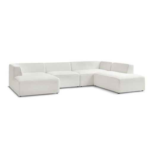 Colțar modular alb cu tapițerie din țesătură bouclé (cu colț pe partea dreaptă/în formă de "U") Megeve – Bobochic Paris