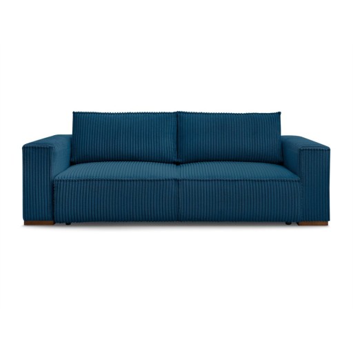 Canapea albastră extensibilă/cu spațiu de depozitare cu tapițerie din catifea reiată 244 cm Chelsea – Bobochic Paris