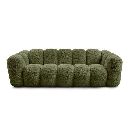 Canapea verde cu tapițerie din țesătură bouclé 232 cm Hippolyte – Bobochic Paris