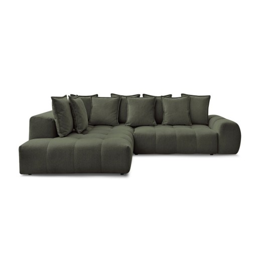 Colțar verde extensibil/cu spațiu de depozitare cu tapițerie din chenille (cu colț pe partea stângă/în formă de ”L”) Everest – Bobochic Paris