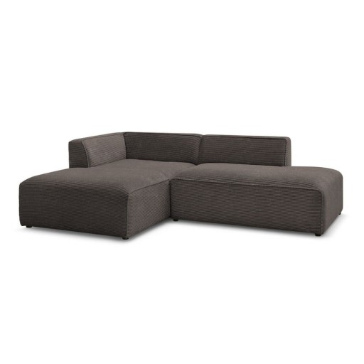 Colțar modular maro cu tapițerie din catifea reiată (cu colț pe partea stângă/în formă de ”L”) Megeve – Bobochic Paris