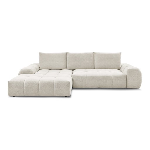 Colțar alb extensibil/cu spațiu de depozitare cu tapițerie din chenille (cu colț pe partea stângă/cu șezlong) Everest – Bobochic Paris
