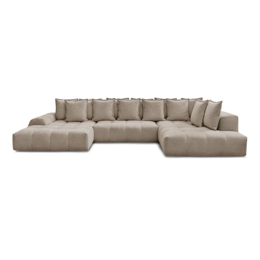 Colțar taupe extensibil/cu spațiu de depozitare cu tapițerie din chenille (cu colț pe partea dreaptă/în formă de "U") Everest – Bobochic Paris