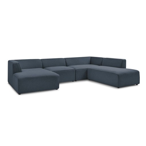 Colțar modular albastru închis (cu colț pe partea dreaptă/în formă de "U") Megeve – Bobochic Paris