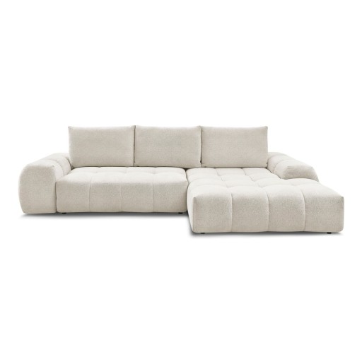 Colțar alb extensibil/cu spațiu de depozitare cu tapițerie din chenille (cu colț pe partea dreaptă/cu șezlong) Everest – Bobochic Paris