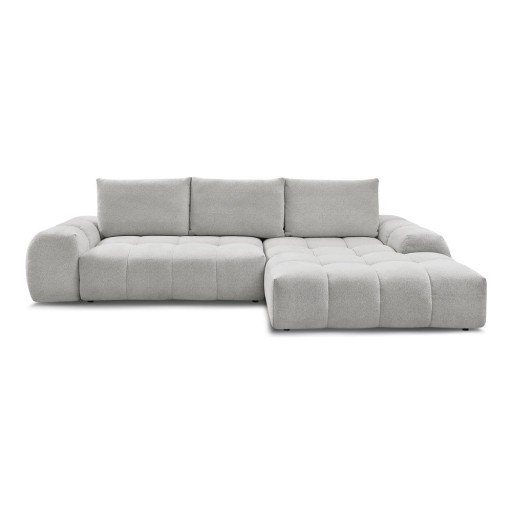 Colțar gri deschis extensibil/cu spațiu de depozitare cu tapițerie din chenille (cu colț pe partea dreaptă/cu șezlong) Everest – Bobochic Paris