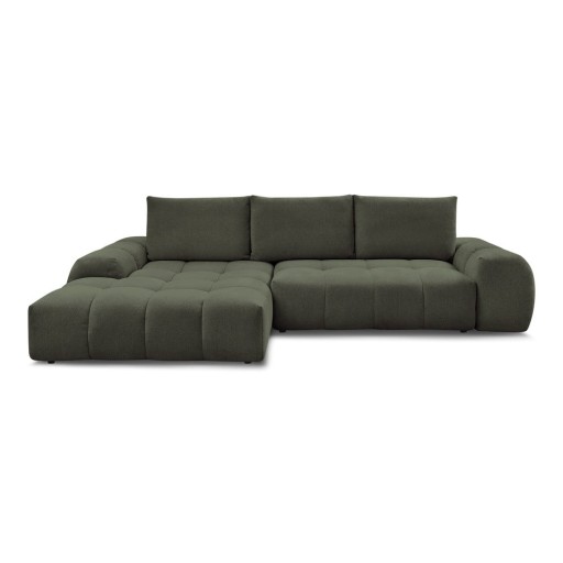Colțar verde extensibil/cu spațiu de depozitare cu tapițerie din chenille (cu colț pe partea stângă/cu șezlong) Everest – Bobochic Paris