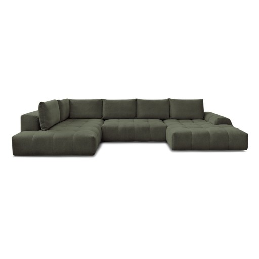 Colțar verde extensibil/cu spațiu de depozitare cu tapițerie din chenille (cu colț pe partea stângă/în formă de "U") Everest – Bobochic Paris