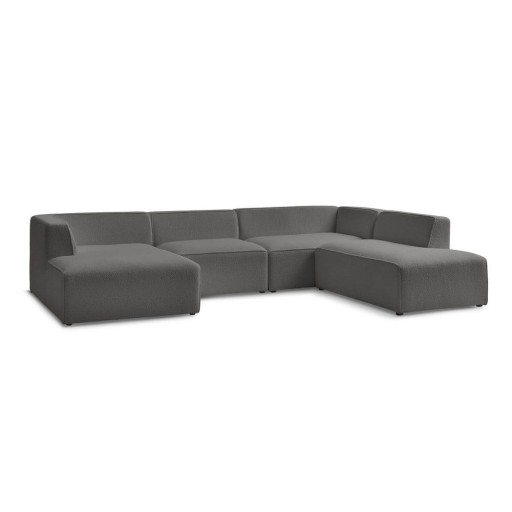 Colțar modular gri închis cu tapițerie din țesătură bouclé (cu colț pe partea dreaptă/în formă de "U") Megeve – Bobochic Paris
