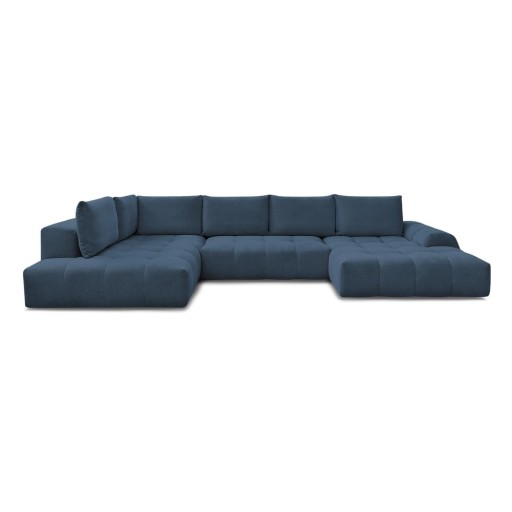 Colțar albastru închis extensibil/cu spațiu de depozitare cu tapițerie din chenille (cu colț pe partea stângă/în formă de "U") Everest – Bobochic Paris