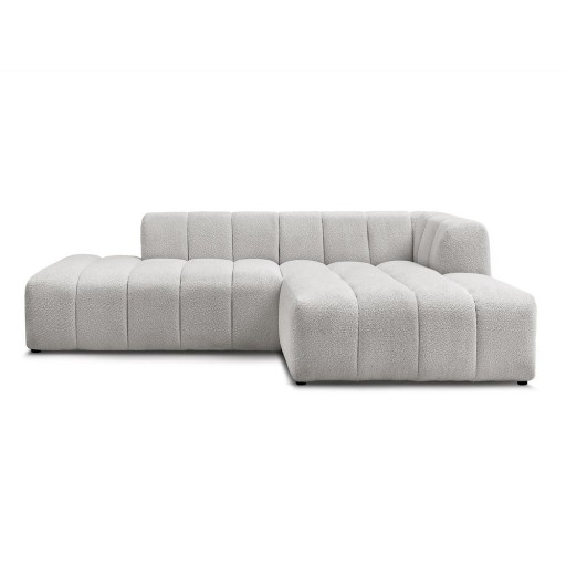 Colțar gri deschis cu tapițerie din țesătură bouclé (cu colț pe partea dreaptă/cu șezlong) Annecy – Bobochic Paris