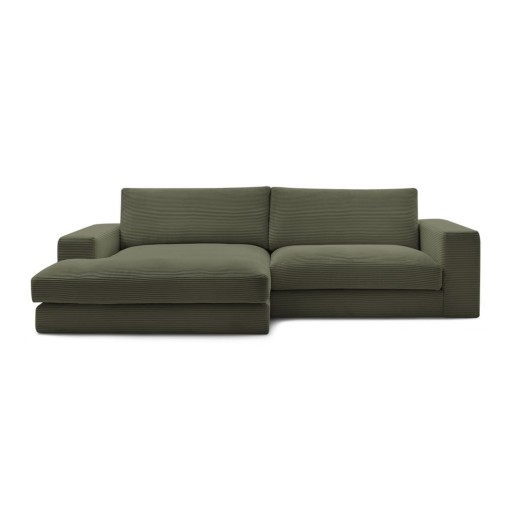 Colțar verde cu tapițerie din catifea reiată (cu colț pe partea stângă/cu șezlong) Leonard – Bobochic Paris