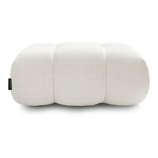 Taburet alb cu tapițerie din chenille Ivane – Bobochic Paris