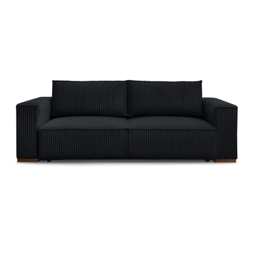 Canapea neagră extensibilă/cu spațiu de depozitare cu tapițerie din catifea reiată 244 cm Chelsea – Bobochic Paris