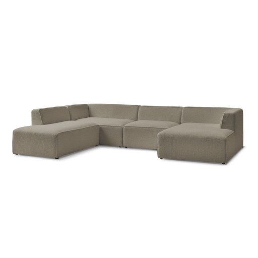 Colțar modular maro cu tapițerie din țesătură bouclé (cu colț pe partea stângă/în formă de "U") Megeve – Bobochic Paris