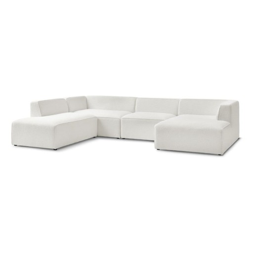 Colțar modular alb cu tapițerie din țesătură bouclé (cu colț pe partea stângă/în formă de "U") Megeve – Bobochic Paris