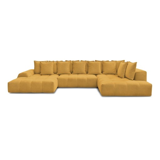 Colțar galben muștar extensibil/cu spațiu de depozitare cu tapițerie din chenille (cu colț pe partea dreaptă/în formă de "U") Everest – Bobochic Paris