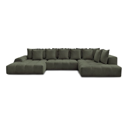 Colțar verde extensibil/cu spațiu de depozitare cu tapițerie din chenille (cu colț pe partea dreaptă/în formă de "U") Everest – Bobochic Paris