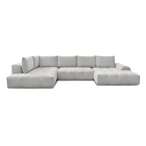Colțar gri deschis extensibil/cu spațiu de depozitare cu tapițerie din chenille (cu colț pe partea stângă/în formă de "U") Everest – Bobochic Paris