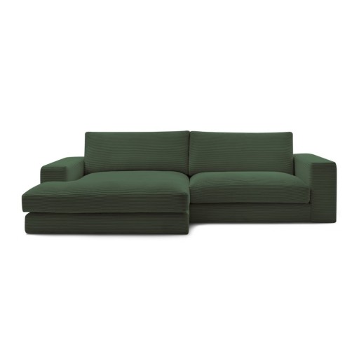 Colțar verde închis cu tapițerie din catifea reiată (cu colț pe partea stângă/cu șezlong) Leonard – Bobochic Paris