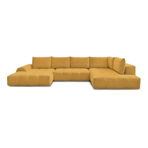 Colțar galben muștar extensibil/cu spațiu de depozitare cu tapițerie din chenille (cu colț pe partea dreaptă/în formă de "U") Everest – Bobochic Paris