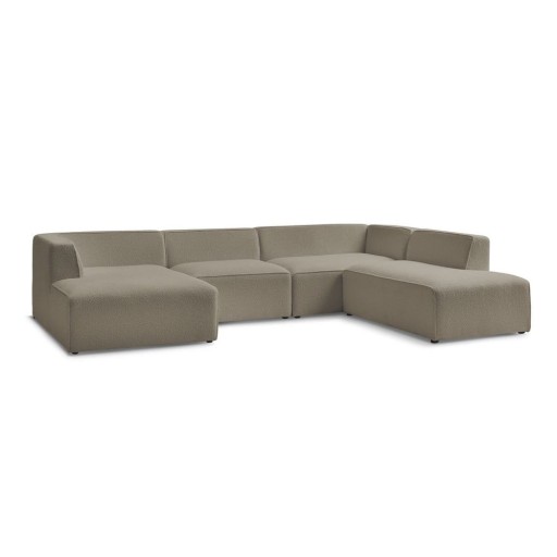 Colțar modular maro cu tapițerie din țesătură bouclé (cu colț pe partea dreaptă/în formă de "U") Megeve – Bobochic Paris