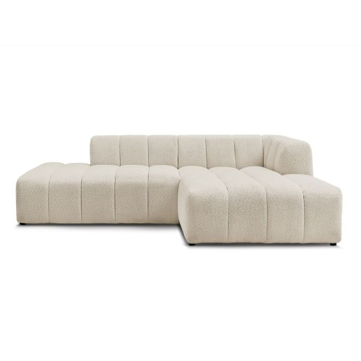 Colțar bej cu tapițerie din țesătură bouclé (cu colț pe partea dreaptă/cu șezlong) Annecy – Bobochic Paris
