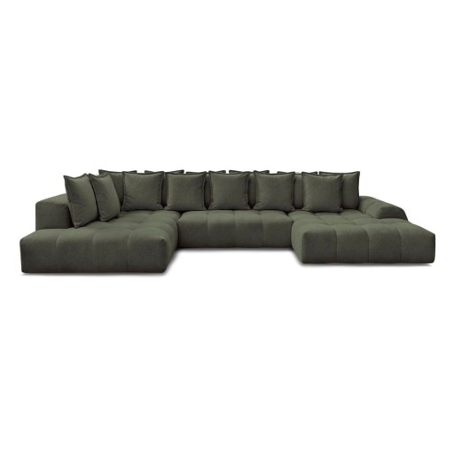 Colțar verde extensibil/cu spațiu de depozitare cu tapițerie din chenille (cu colț pe partea stângă/în formă de "U") Everest – Bobochic Paris