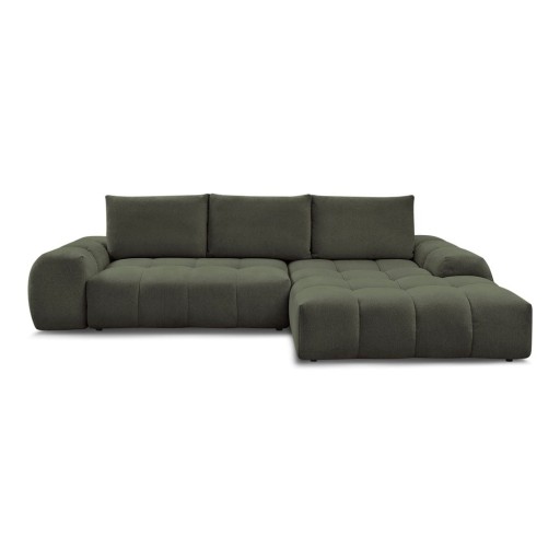 Colțar verde extensibil/cu spațiu de depozitare cu tapițerie din chenille (cu colț pe partea dreaptă/cu șezlong) Everest – Bobochic Paris
