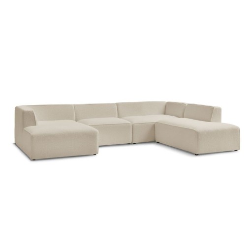 Colțar modular bej cu tapițerie din țesătură bouclé (cu colț pe partea dreaptă/în formă de "U") Megeve – Bobochic Paris