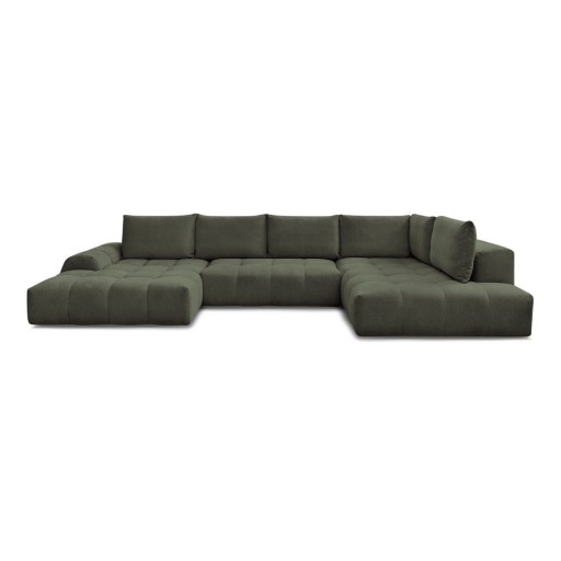 Colțar verde extensibil/cu spațiu de depozitare cu tapițerie din chenille (cu colț pe partea dreaptă/în formă de "U") Everest – Bobochic Paris