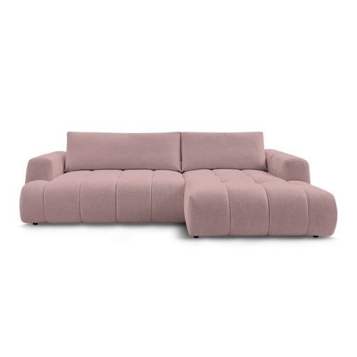 Colțar roz extensibil/cu spațiu de depozitare (cu colț pe partea dreaptă/cu șezlong) Fuji – Bobochic Paris