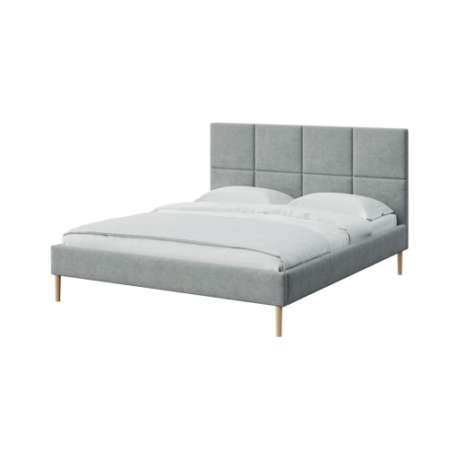 Pat matrimonial gri tapițat cu somieră 180x200 cm Alano – MESONICA
