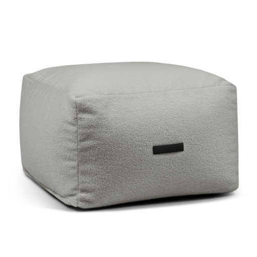 Fotoliu bean bag gri deschis cu tapițerie din țesătură bouclé Softbox MooG – SLOWDOWN