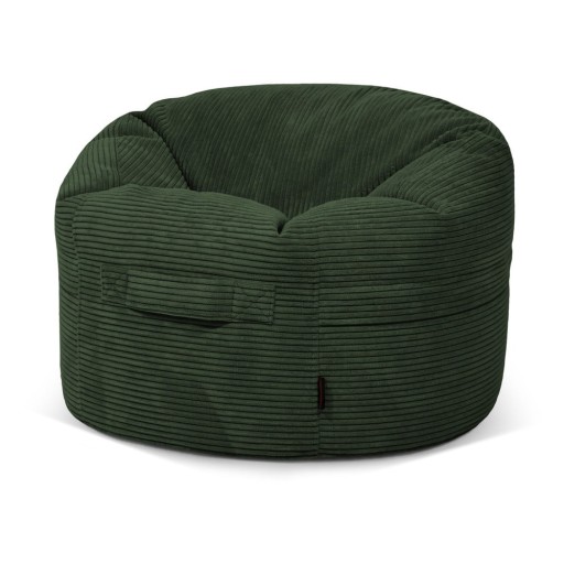 Fotoliu puf pentru copii verde cu tapițerie din catifea reiată Roll 80 – SLOWDOWN