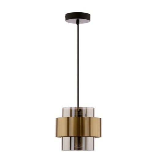 Lustră neagră cu abajur din sticlă ø 18 cm Spiega – Candellux Lighting
