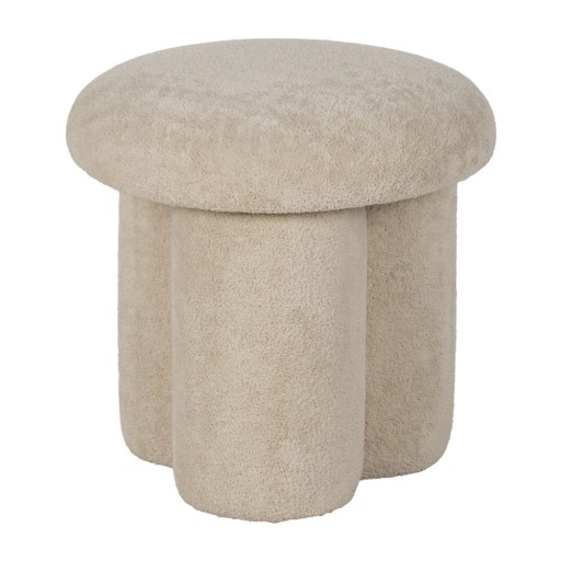 Taburet bej cu tapițerie din țesătură bouclé – Ixia