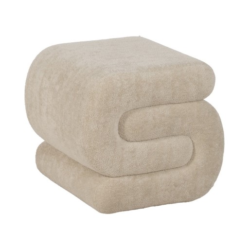 Taburet bej cu tapițerie din țesătură bouclé – Ixia