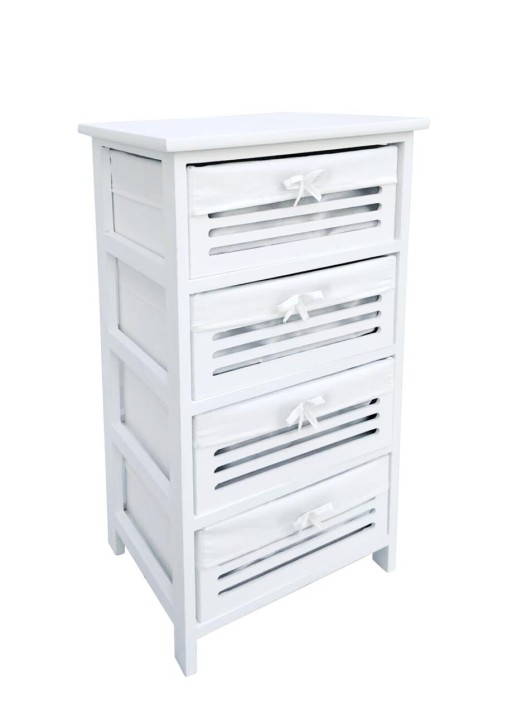 Comoda cu 4 sertare Leny, Bizzotto, 40x29x73 cm, lemn de paulownia/placaj, alb