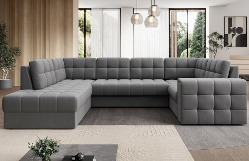 Coltar extensibil stanga 5 locuri ELTAP, LT-04SO, Blewett, 299x198x82 cm, lemn/poliester, gri