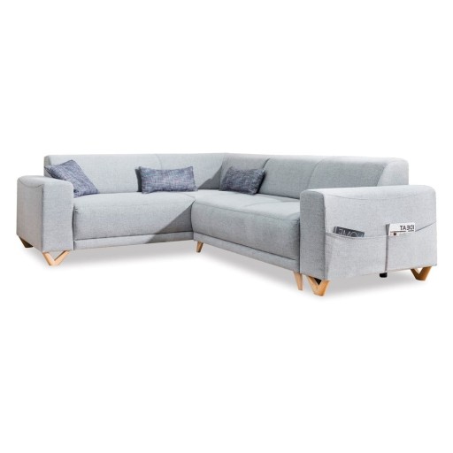 Colțar gri deschis extensibil/cu spațiu de depozitare (cu colț pe partea stângă/în formă de ”L”) Classy Sophie – Miuform