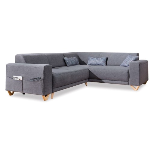 Colțar gri extensibil/cu spațiu de depozitare (cu colț pe partea dreaptă/în formă de ”L”) Classy Sophie – Miuform