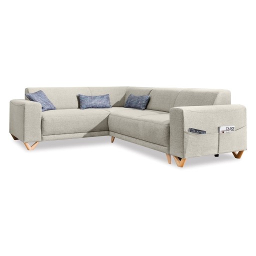 Colțar bej extensibil/cu spațiu de depozitare (cu colț pe partea stângă/în formă de ”L”) Classy Sophie – Miuform