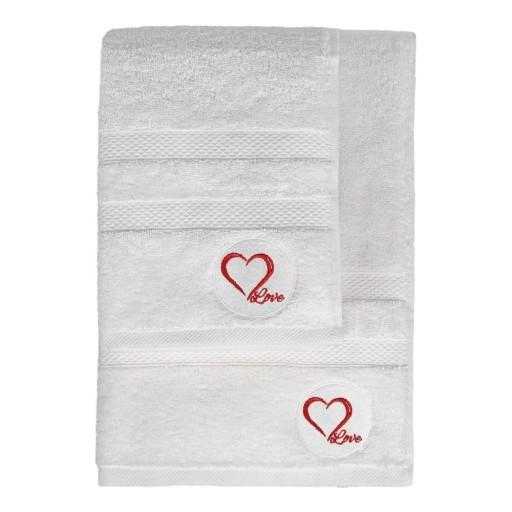 Prosoape de baie albe 2 buc. din bumbac din frotir Love – Foutastic
