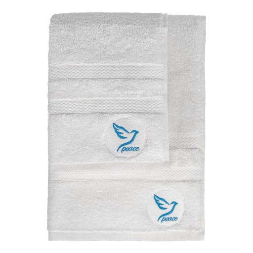 Prosoape de baie albe 2 buc. din bumbac din frotir Peace – Foutastic