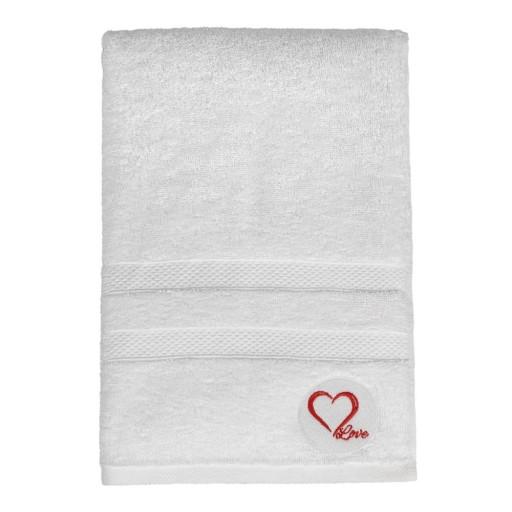 Prosop alb din bumbac din frotir 70x140 cm Love – Foutastic