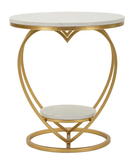 Masuta de cafea Heart, Mauro Ferretti, 40x45.5 cm, fier/marmura, auriu/alb