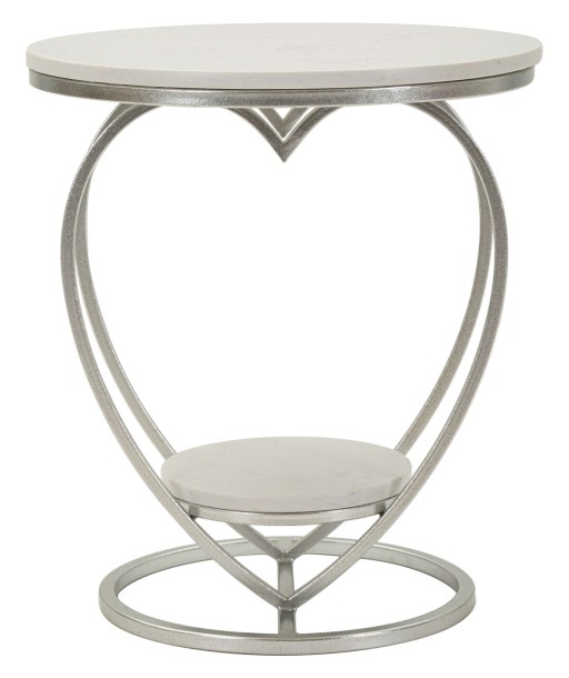 Masuta de cafea Heart, Mauro Ferretti, 40x45.5 cm, fier/marmura, argintiu/alb