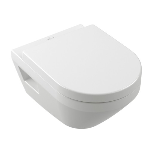 Set vas wc suspendat Villeroy & Boch Architectura Oval TwistFlush  CeramicPlus si capac cu inchidere lenta si QuickRelease  alb alpin